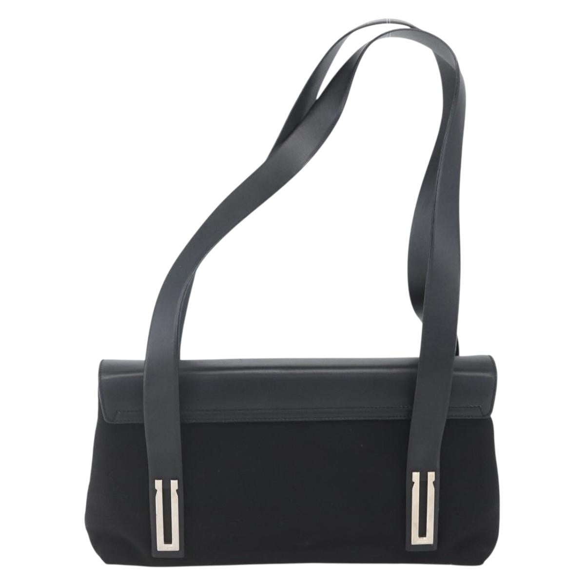 Salvatore Ferragamo Shoulder Bag Canvas Black Silver Auth 157119