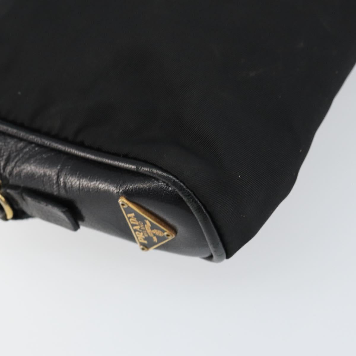 PRADA Hand Bag Nylon Black Gold Auth 157120V