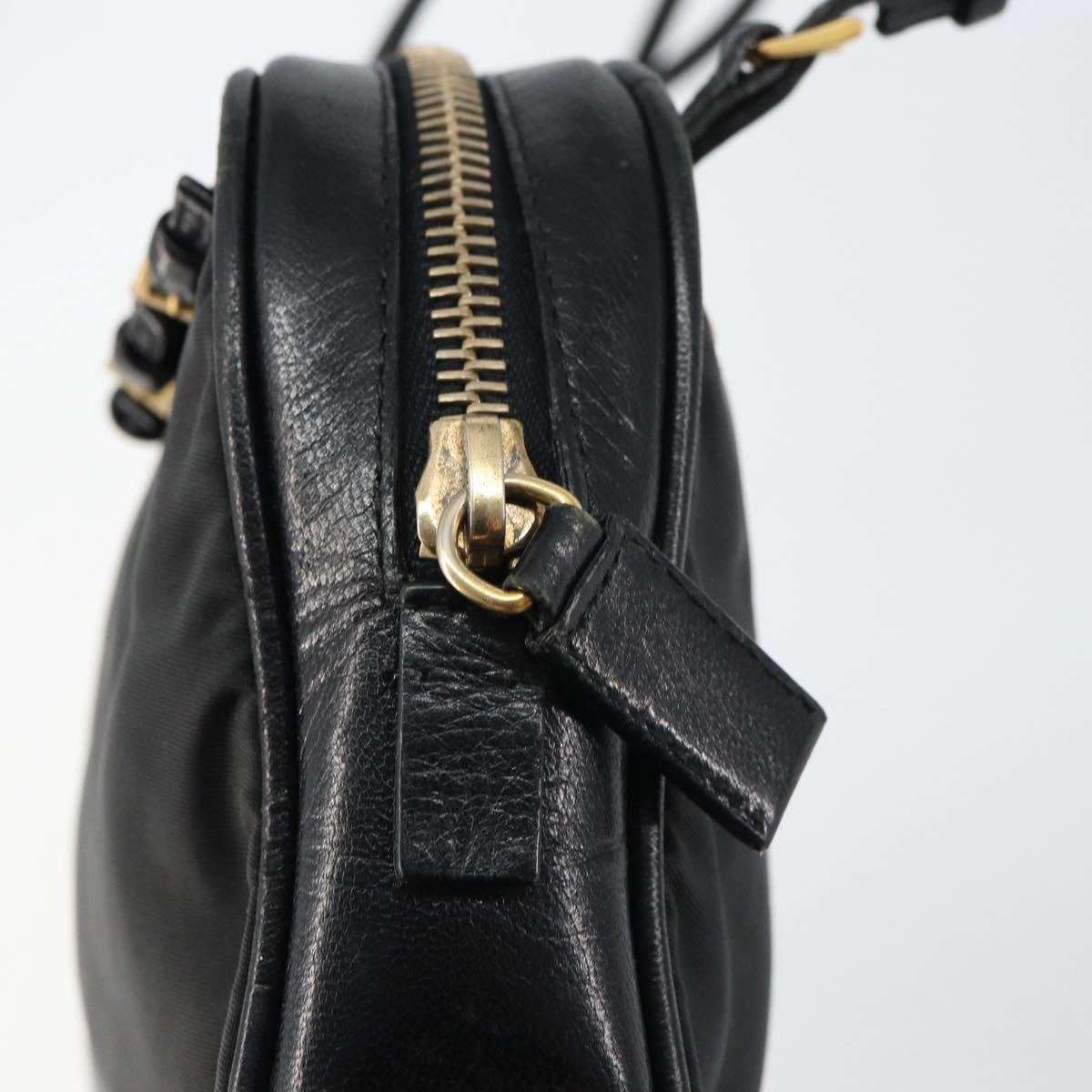 PRADA Hand Bag Nylon Black Gold Auth 157120V