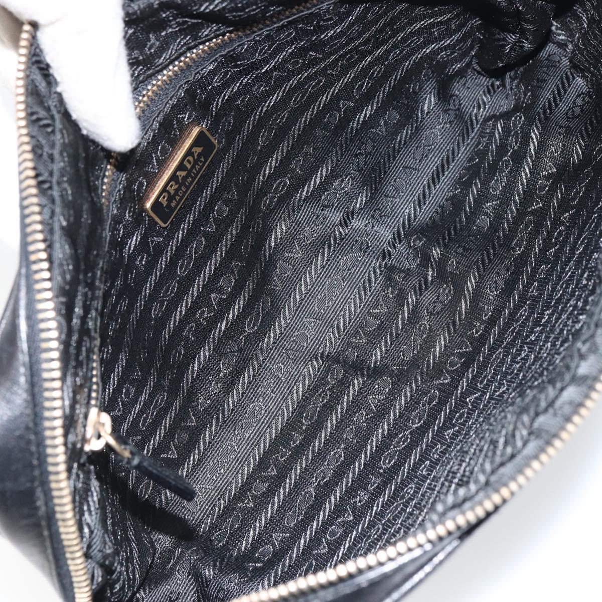 PRADA Hand Bag Nylon Black Gold Auth 157120V