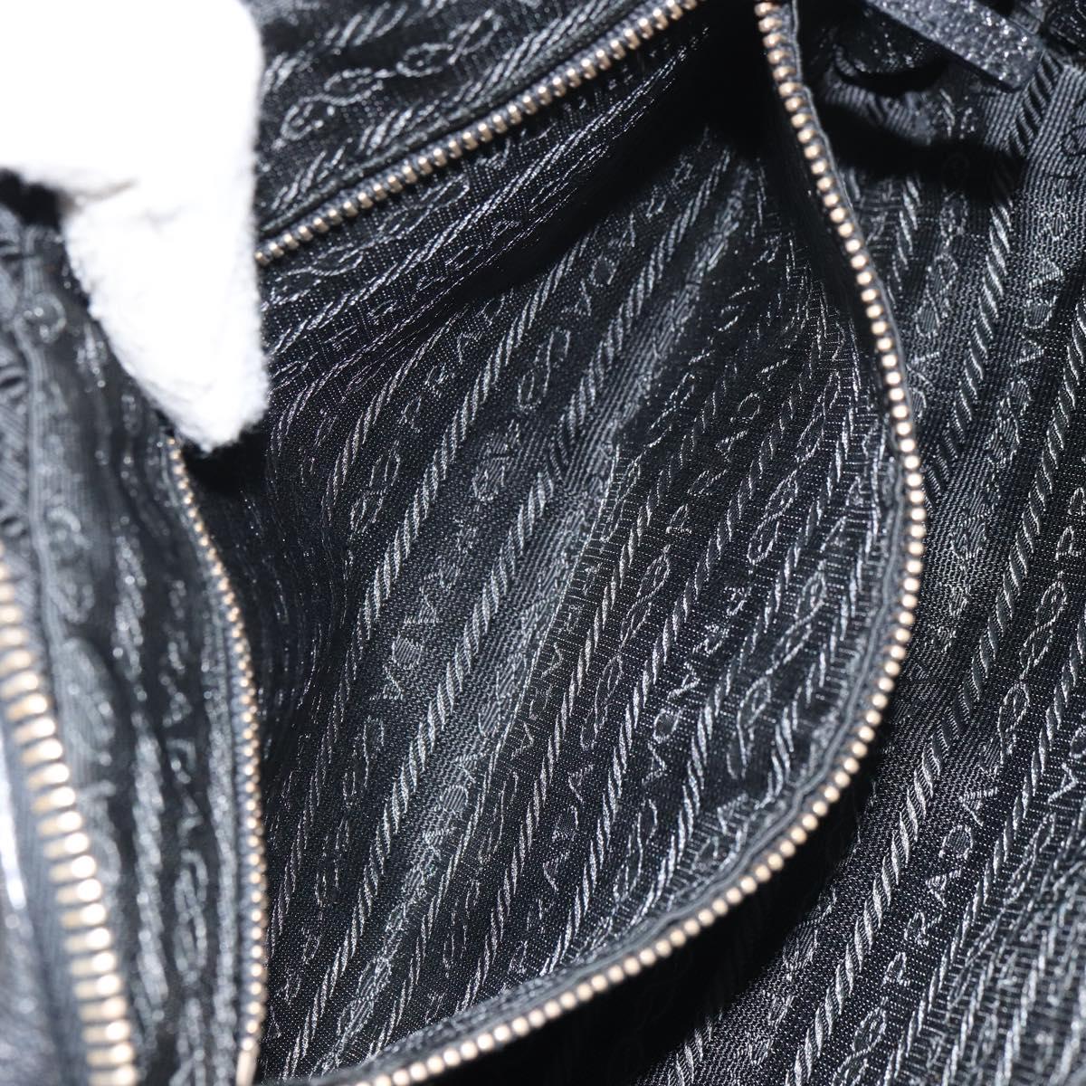 PRADA Hand Bag Nylon Black Gold Auth 157120V