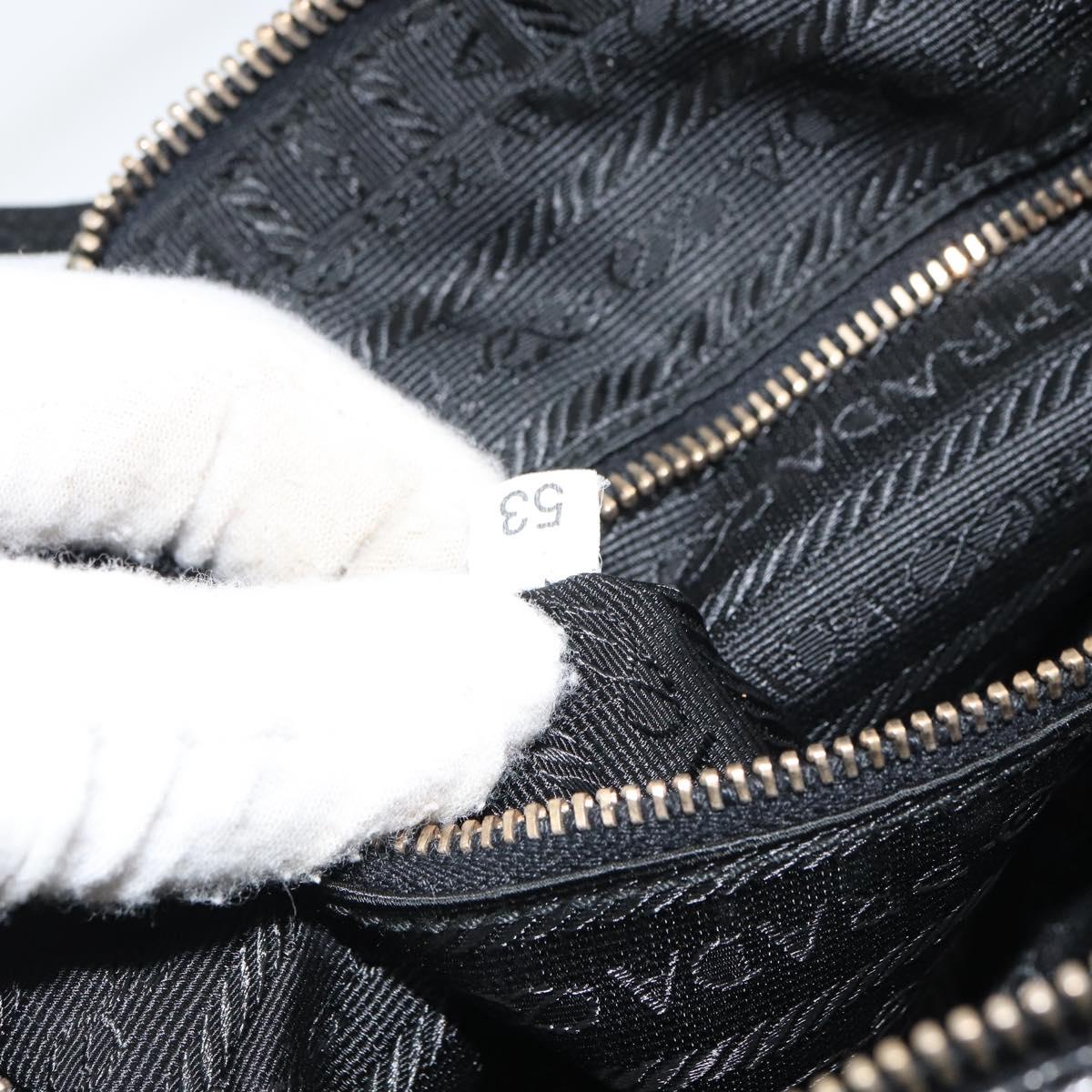 PRADA Hand Bag Nylon Black Gold Auth 157120V