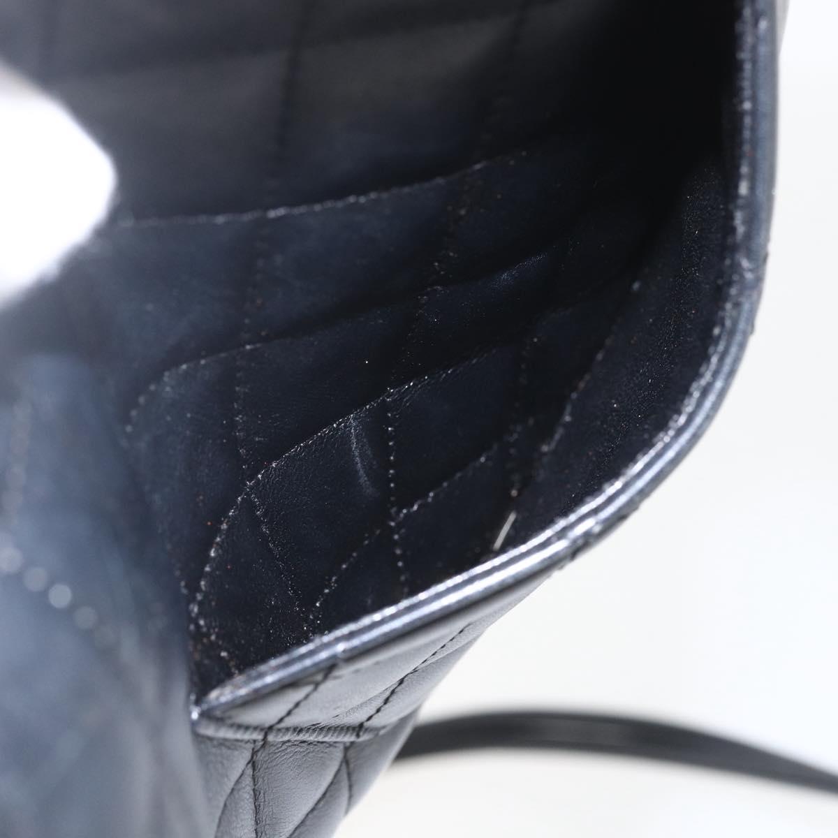 CHANEL Cambon Line Shoulder Bag Leather Silver Black CC Auth 157123SAV