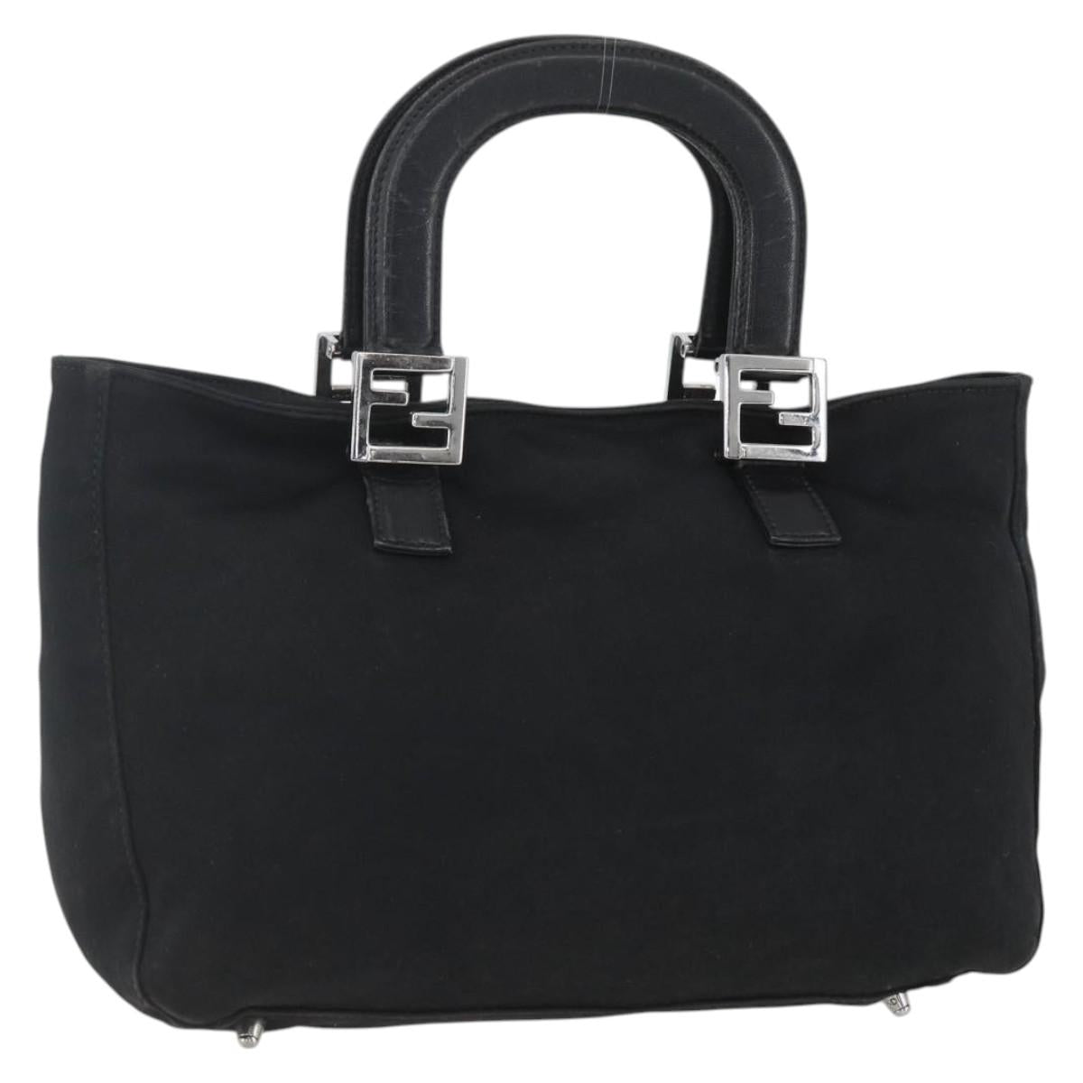 FENDI Hand Bag Black Silver Auth 157127