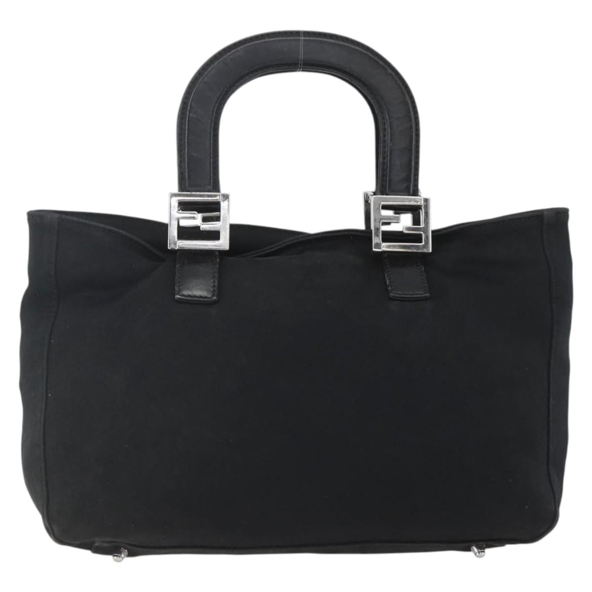 FENDI Hand Bag Black Silver Auth 157127