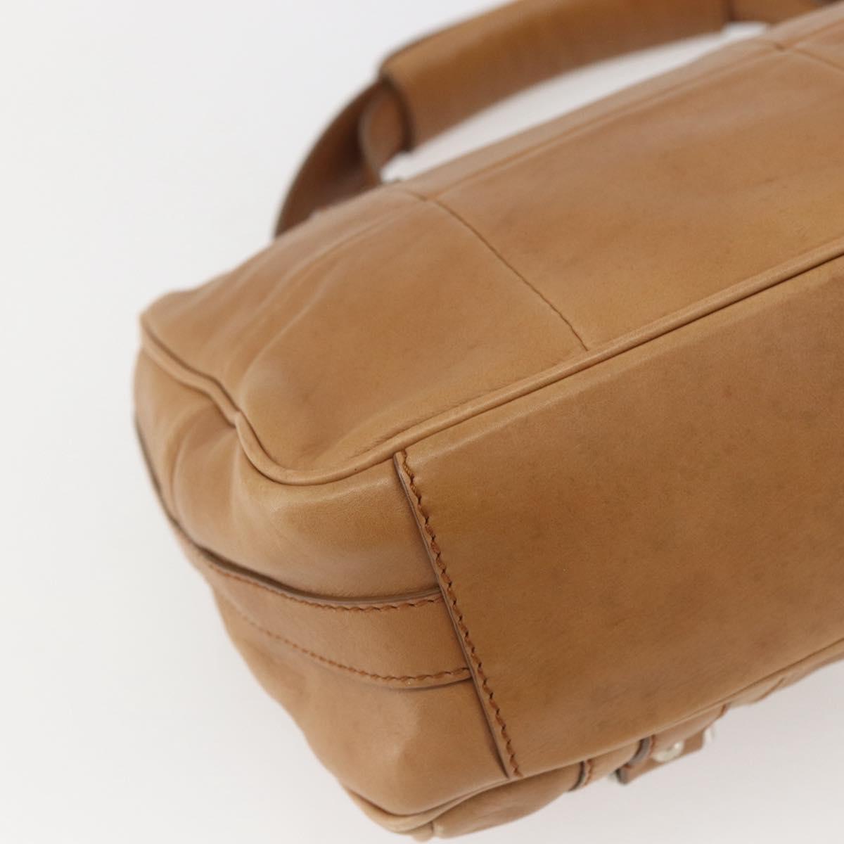 Salvatore Ferragamo Gancini Hand Bag Leather Brown Silver Auth 157129V