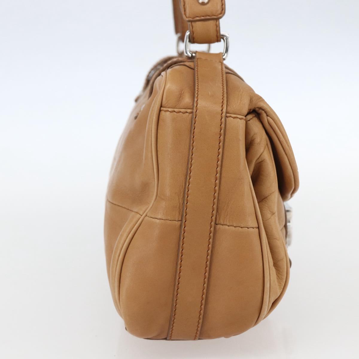 Salvatore Ferragamo Gancini Hand Bag Leather Brown Silver Auth 157129V