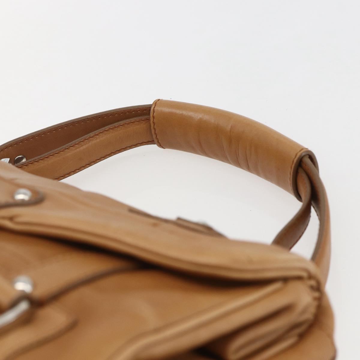 Salvatore Ferragamo Gancini Hand Bag Leather Brown Silver Auth 157129V