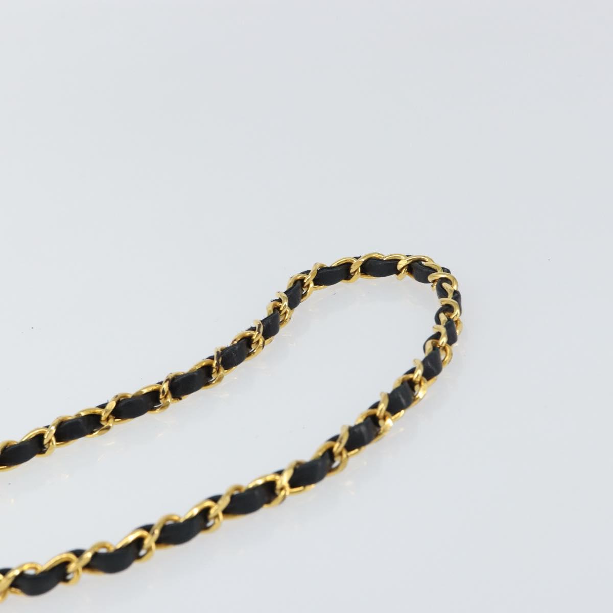 CHANEL Matelasse Chain Shoulder Bag Lamb Skin Black Gold CC Auth 157131