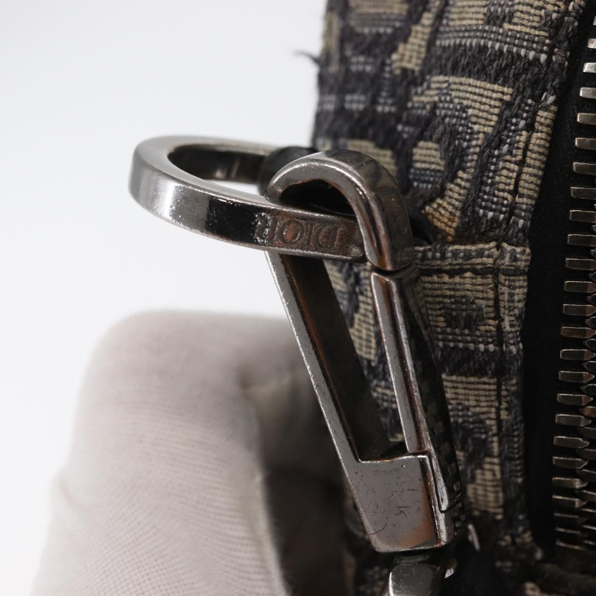 Christian Dior Trotter Canvas Oblique Shoulder Bag Black Silver Auth 157136
