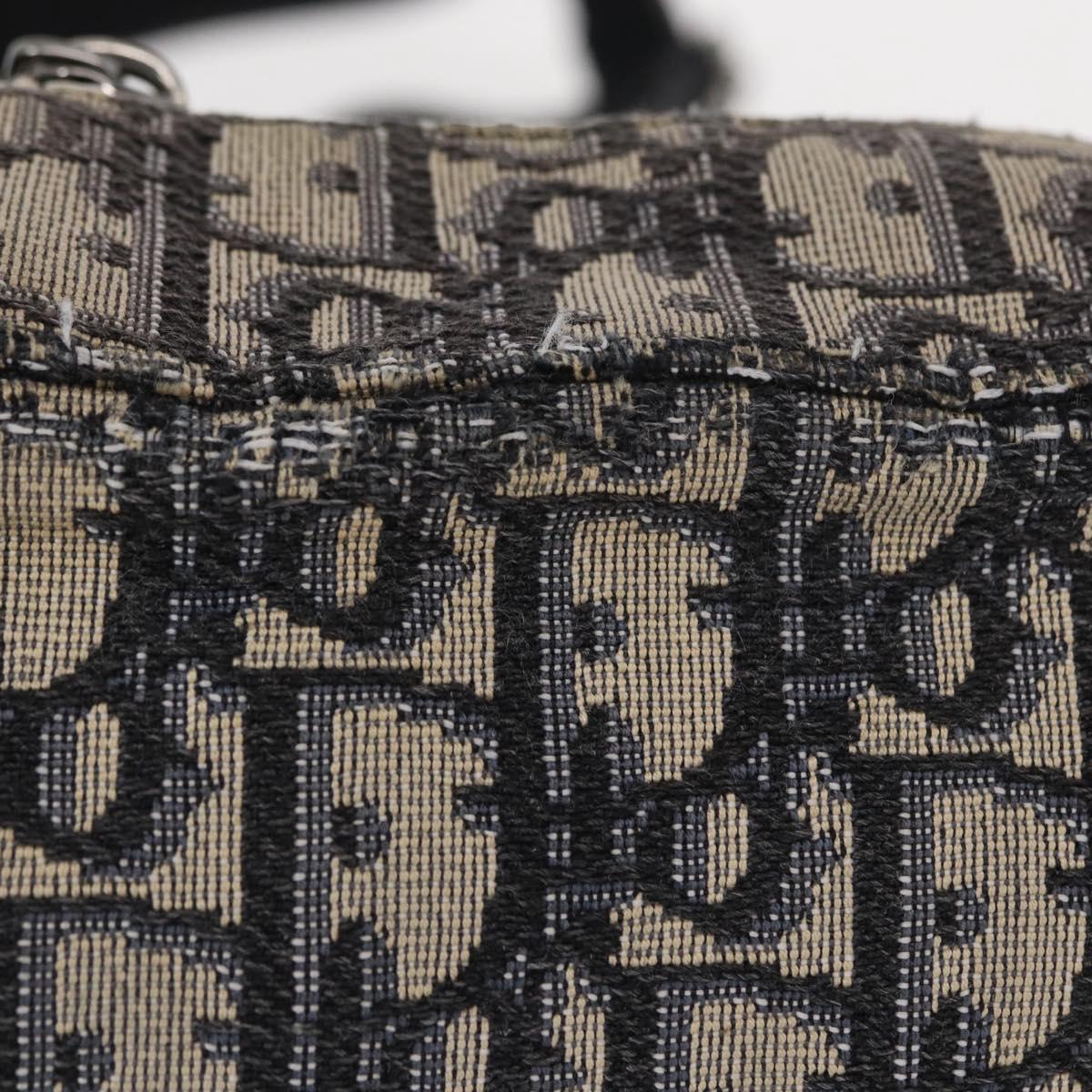 Christian Dior Trotter Canvas Oblique Shoulder Bag Black Silver Auth 157136