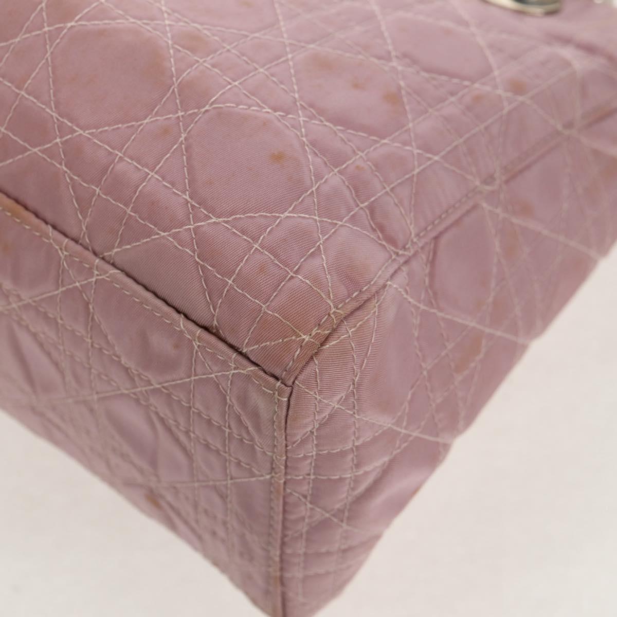 Christian Dior Canage Hand Bag Nylon 2way Pink Silver Auth 157137