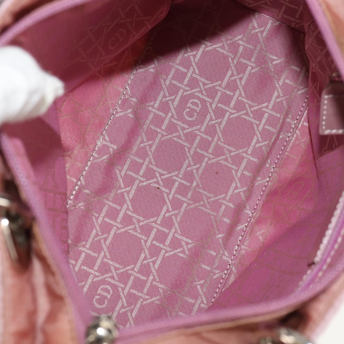 Christian Dior Canage Hand Bag Nylon 2way Pink Silver Auth 157137