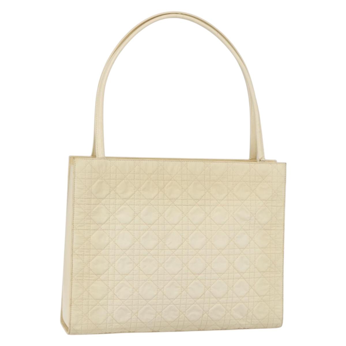 Christian Dior Canage Tote Bag Nylon Beige Auth 157138