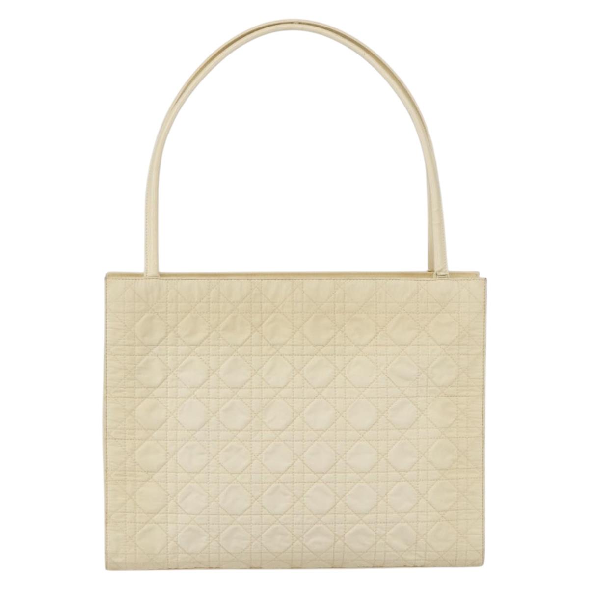 Christian Dior Canage Tote Bag Nylon Beige Auth 157138