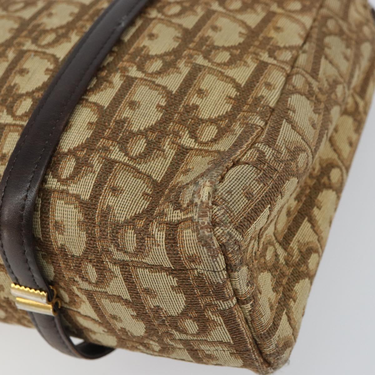 Christian Dior Trotter Canvas Hand Bag Beige Gold Auth 157140