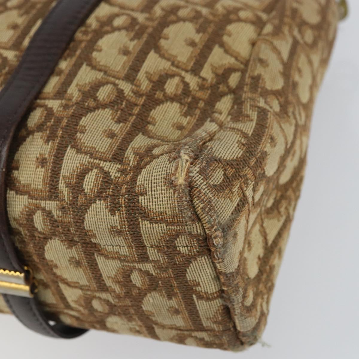 Christian Dior Trotter Canvas Hand Bag Beige Gold Auth 157140