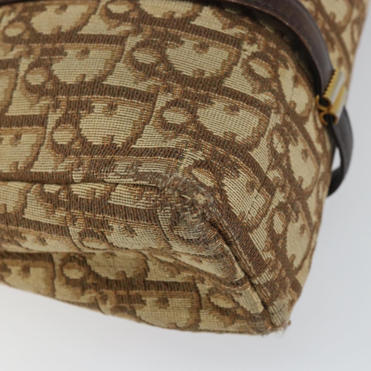 Christian Dior Trotter Canvas Hand Bag Beige Gold Auth 157140