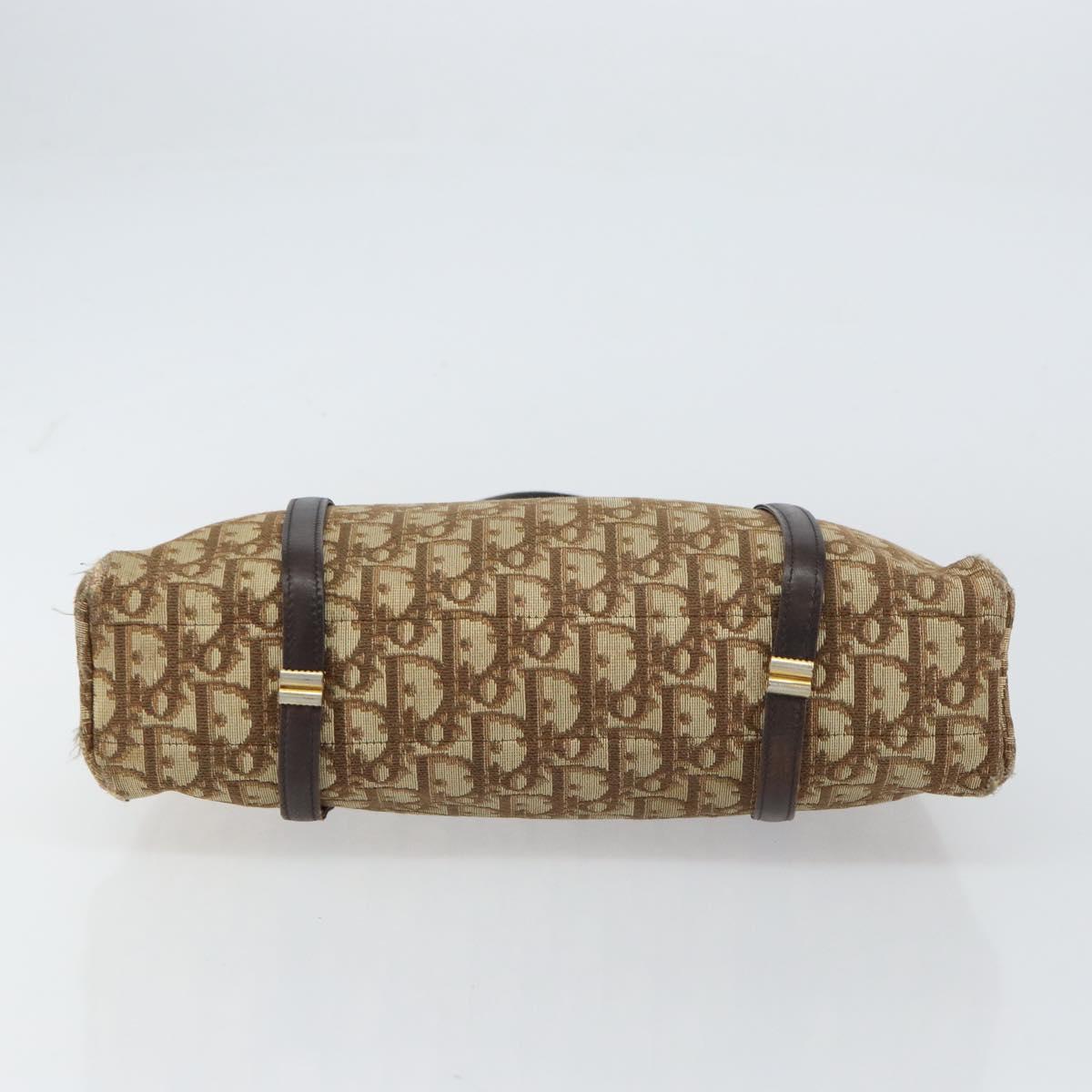 Christian Dior Trotter Canvas Hand Bag Beige Gold Auth 157140