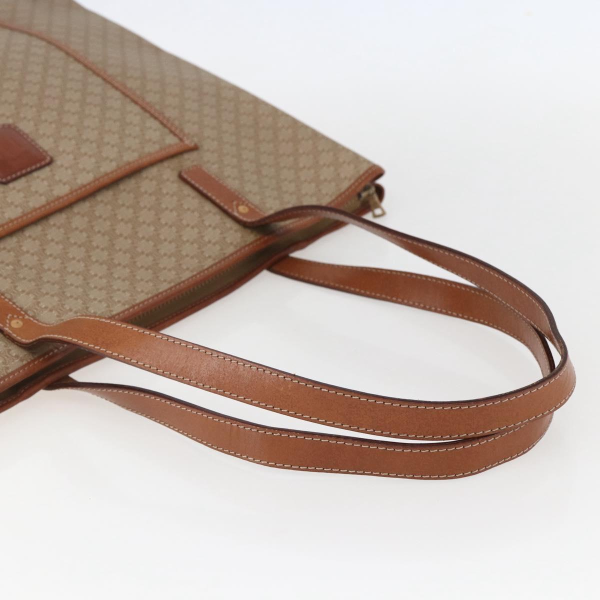 CELINE Macadam Canvas Tote Bag PVC Beige Auth 157142