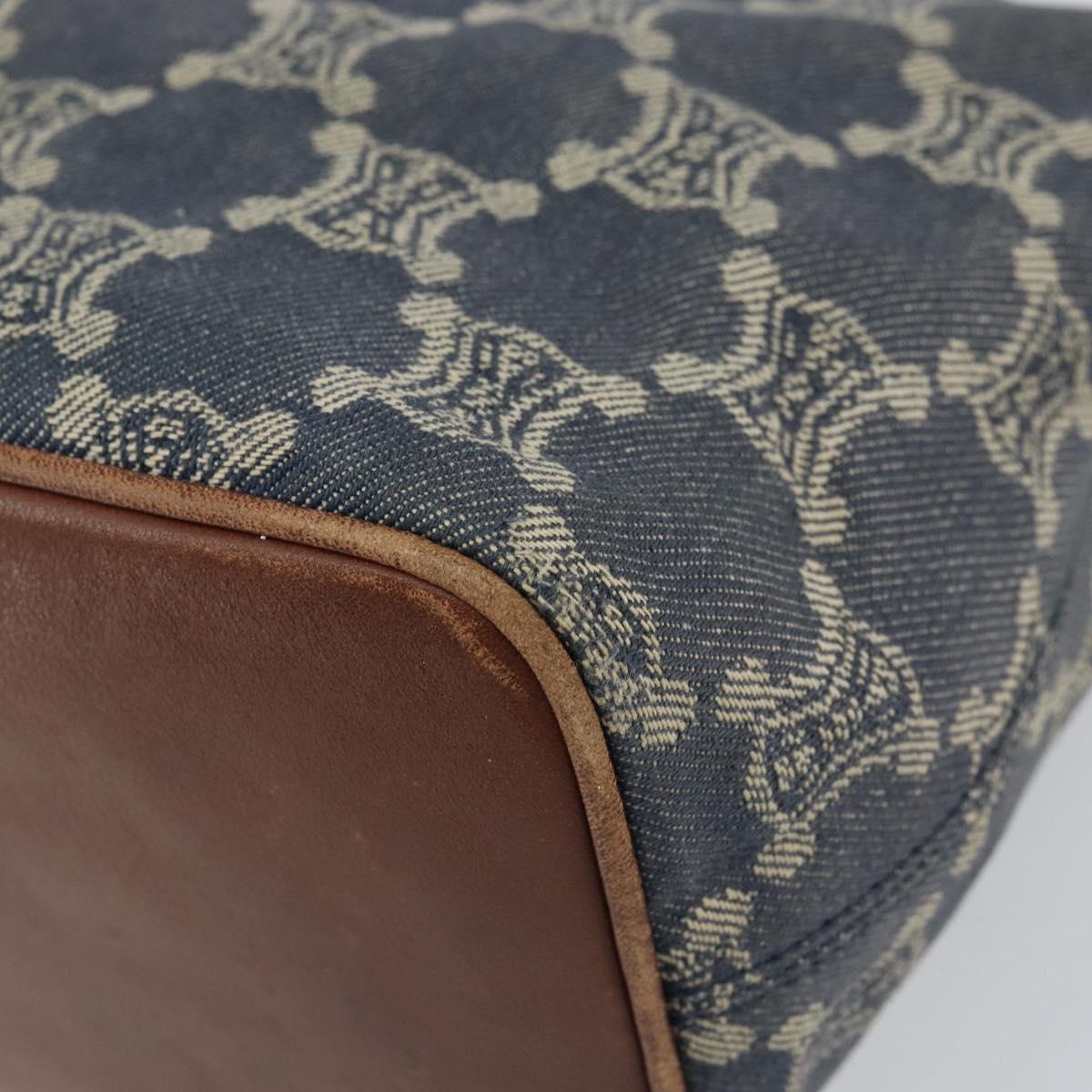 CELINE Paris Macadam Canvas Shoulder Bag Blue Auth 157144