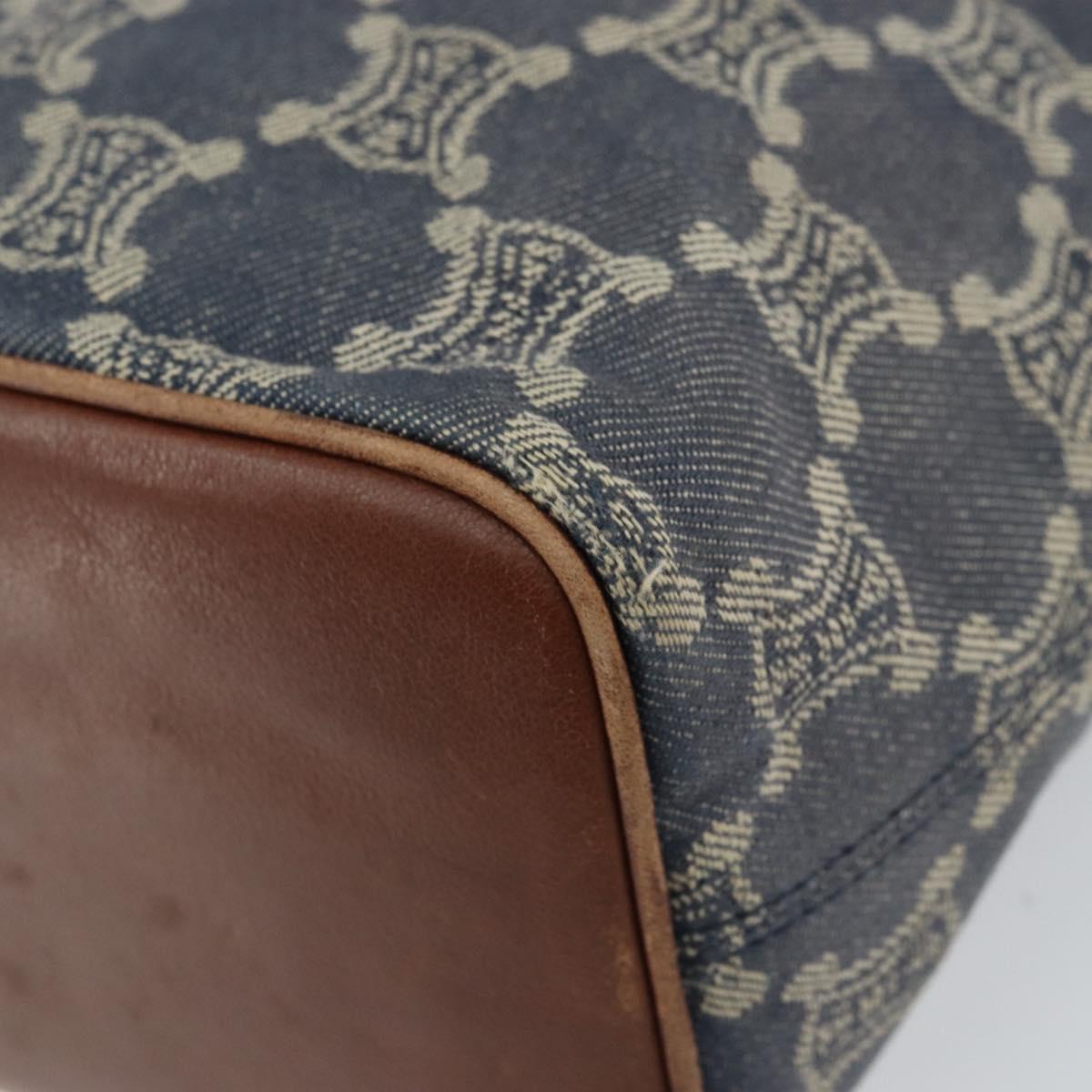 CELINE Paris Macadam Canvas Shoulder Bag Blue Auth 157144