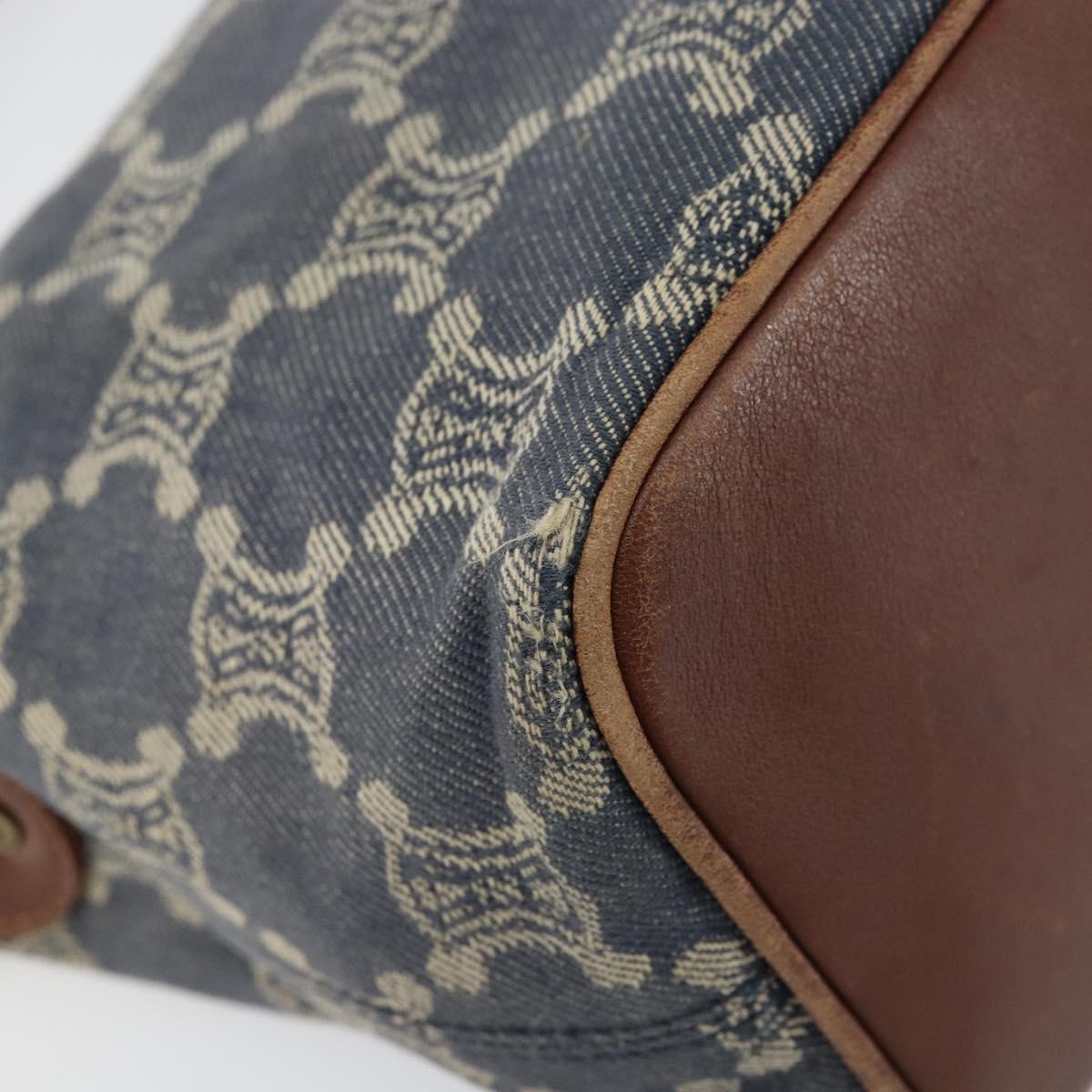 CELINE Paris Macadam Canvas Shoulder Bag Blue Auth 157144