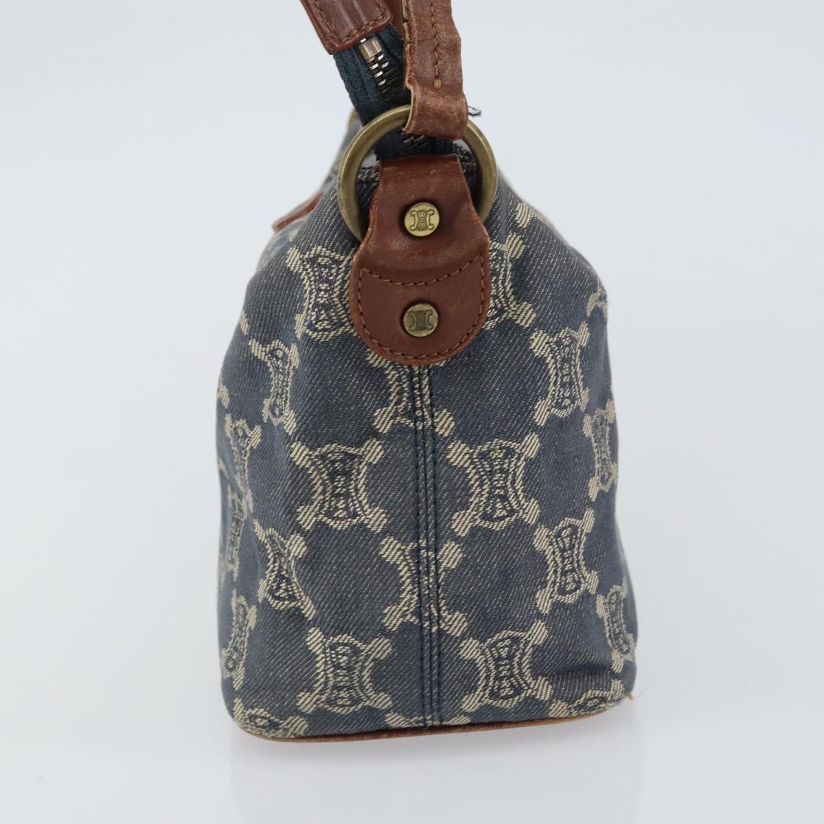 CELINE Paris Macadam Canvas Shoulder Bag Blue Auth 157144