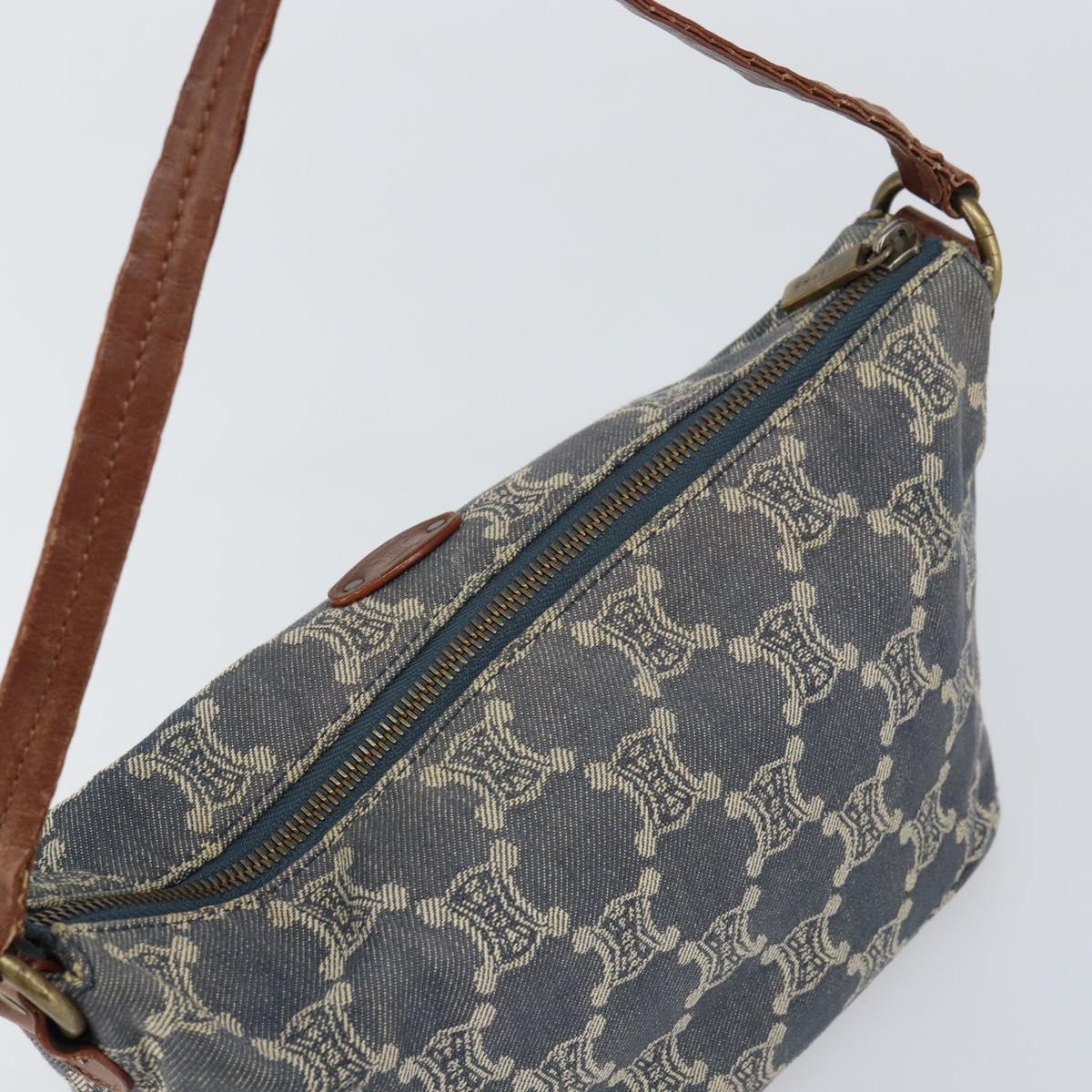 CELINE Paris Macadam Canvas Shoulder Bag Blue Auth 157144