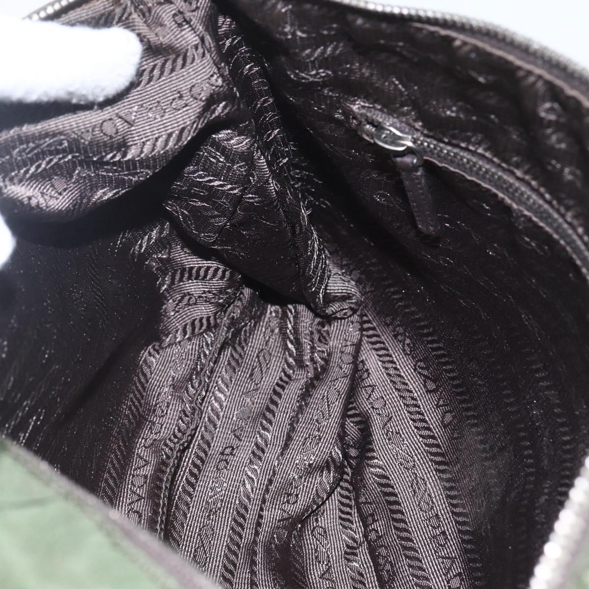 PRADA Shoulder Bag Nylon Khaki Silver Auth 157147V