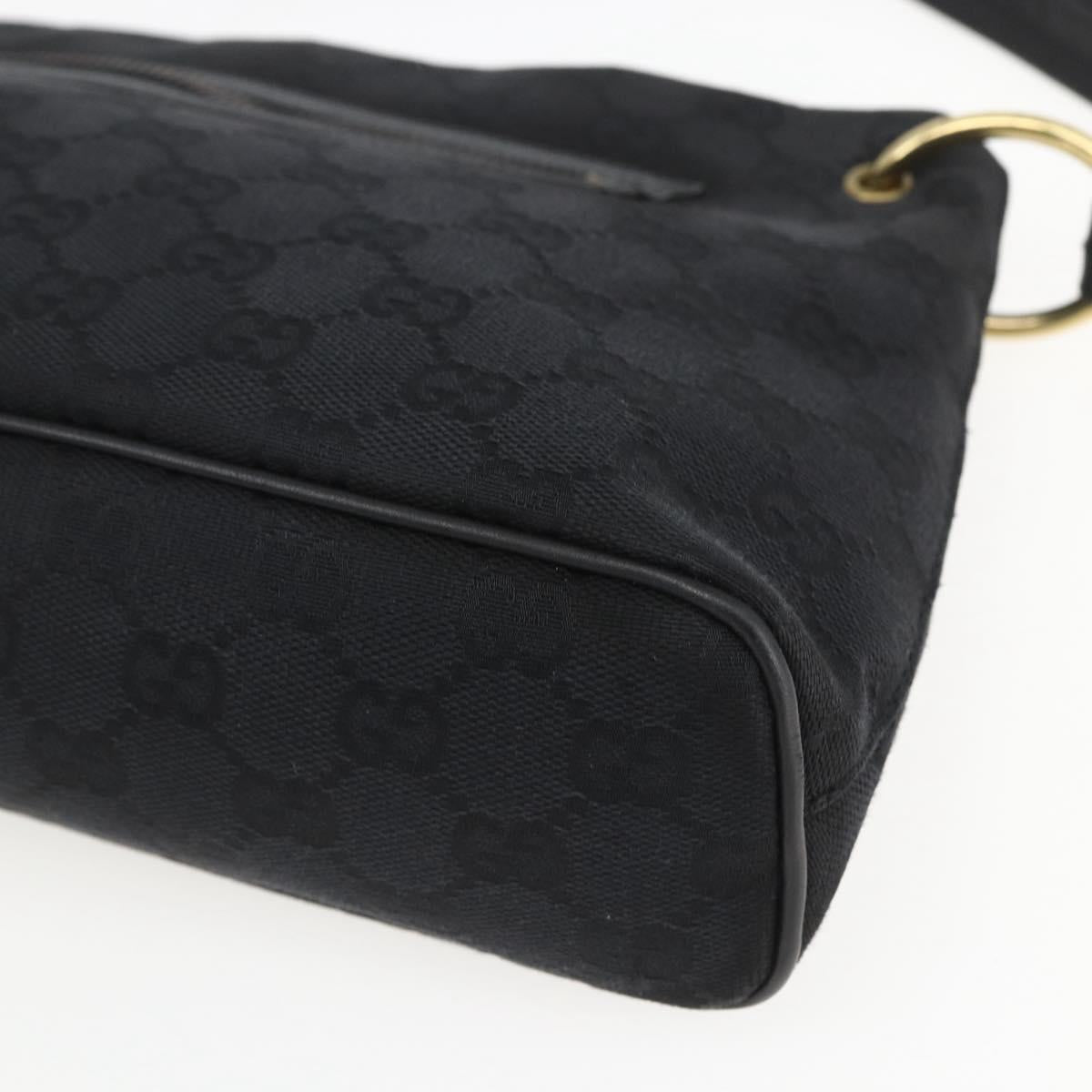 GUCCI GG Canvas Shoulder Bag Black Gold 90699 Auth 157151V