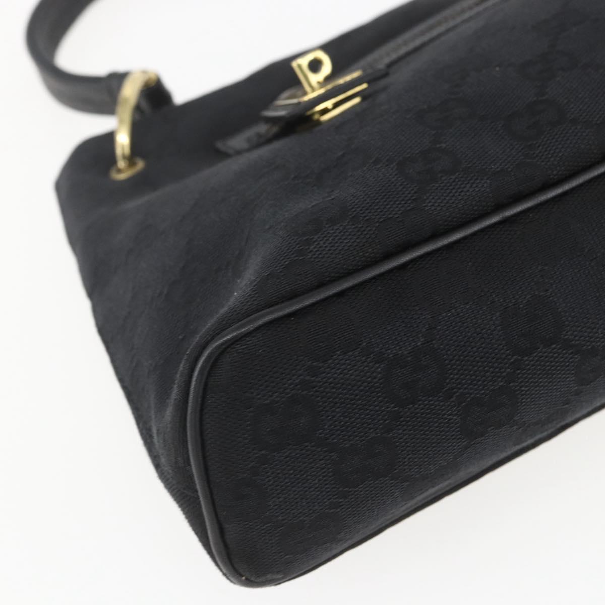GUCCI GG Canvas Shoulder Bag Black Gold 90699 Auth 157151V