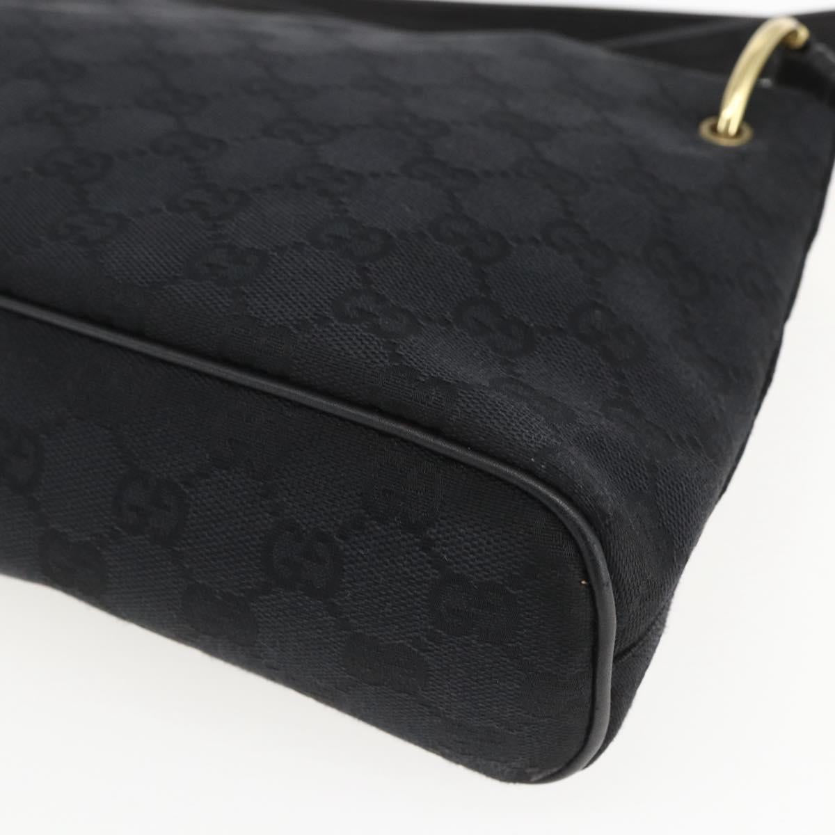 GUCCI GG Canvas Shoulder Bag Black Gold 90699 Auth 157151V