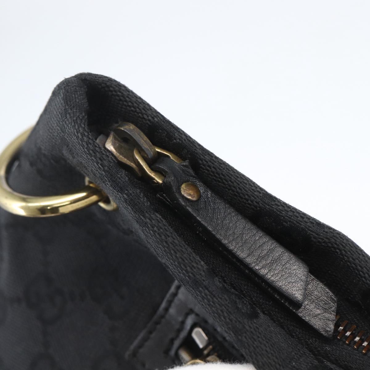 GUCCI GG Canvas Shoulder Bag Black Gold 90699 Auth 157151V
