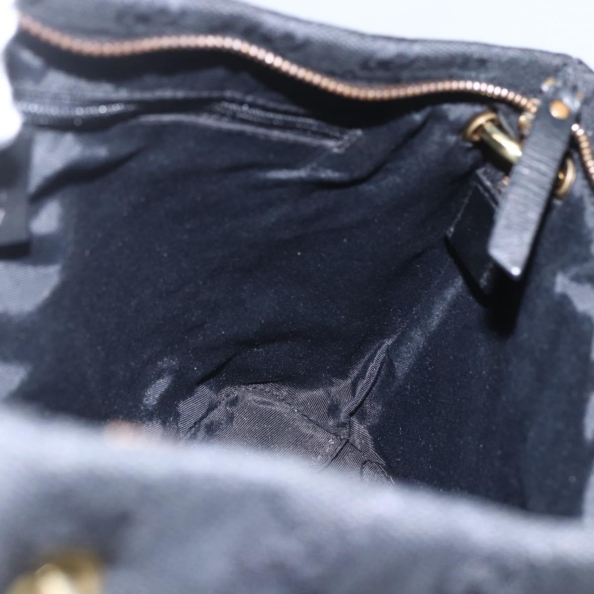 GUCCI GG Canvas Shoulder Bag Black Gold 90699 Auth 157151V