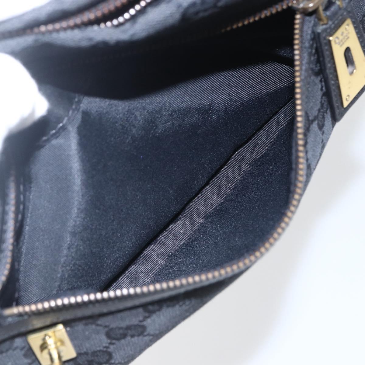 GUCCI GG Canvas Shoulder Bag Black Gold 90699 Auth 157151V