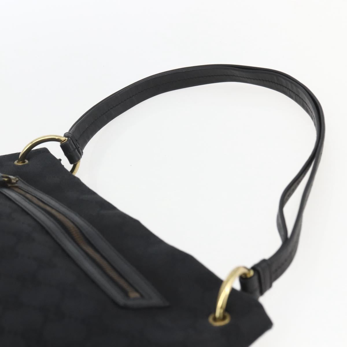 GUCCI GG Canvas Shoulder Bag Black Gold 90699 Auth 157151V