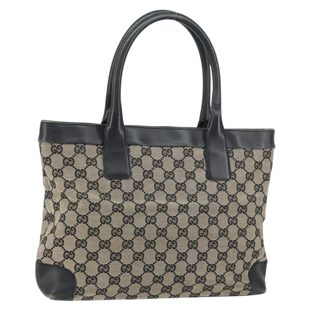 GUCCI GG Canvas Tote Bag Beige Gold Auth 157152