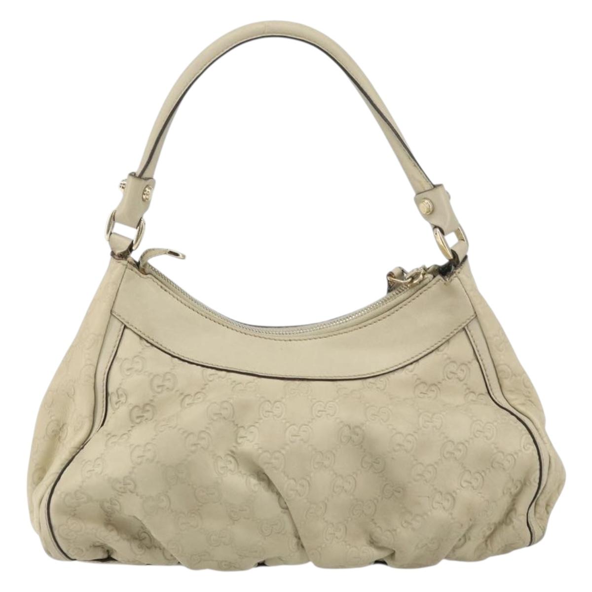 GUCCI GG Canvas Guccissima Abbey Hand Bag Leather Beige 190525 Auth 157153