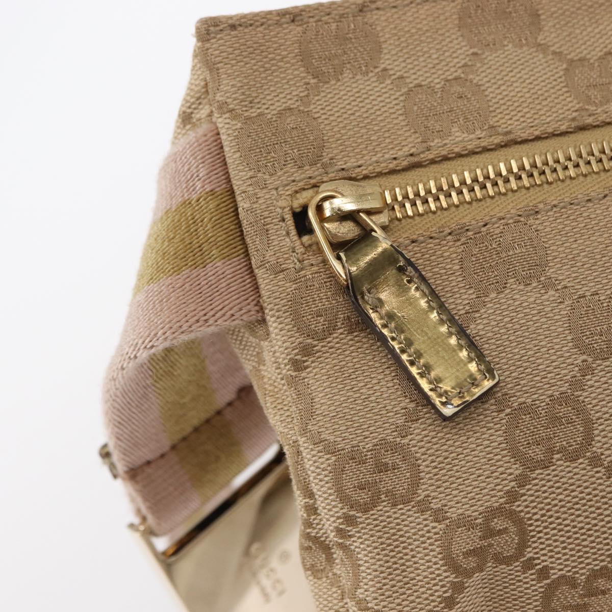 GUCCI GG Canvas Sherry Line Waist bag Beige Gold 28566 Auth 157154
