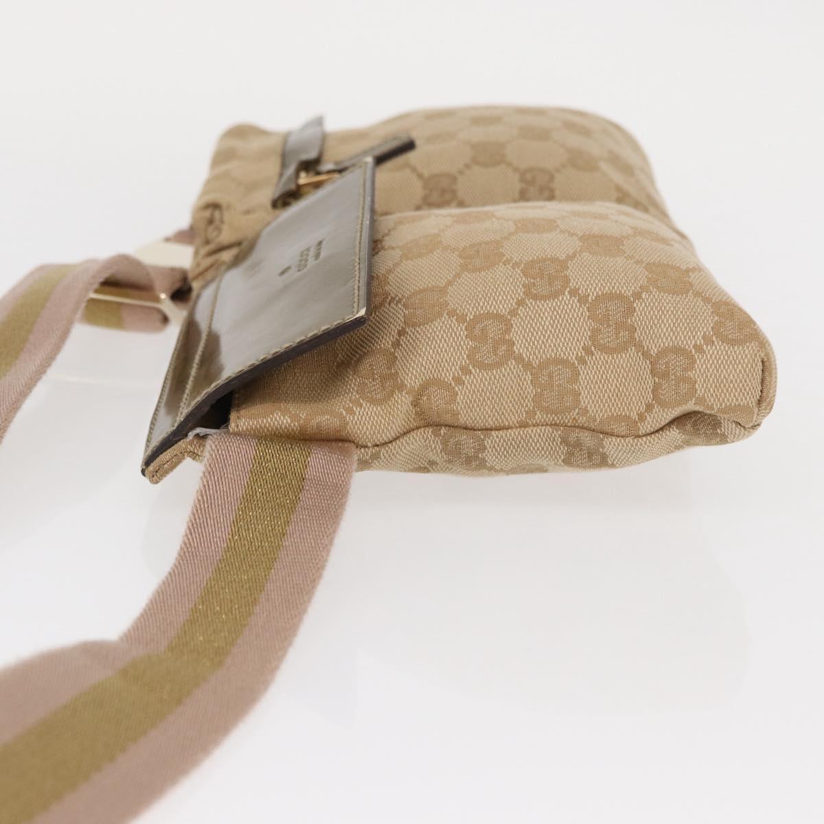 GUCCI GG Canvas Sherry Line Waist bag Beige Gold 28566 Auth 157154