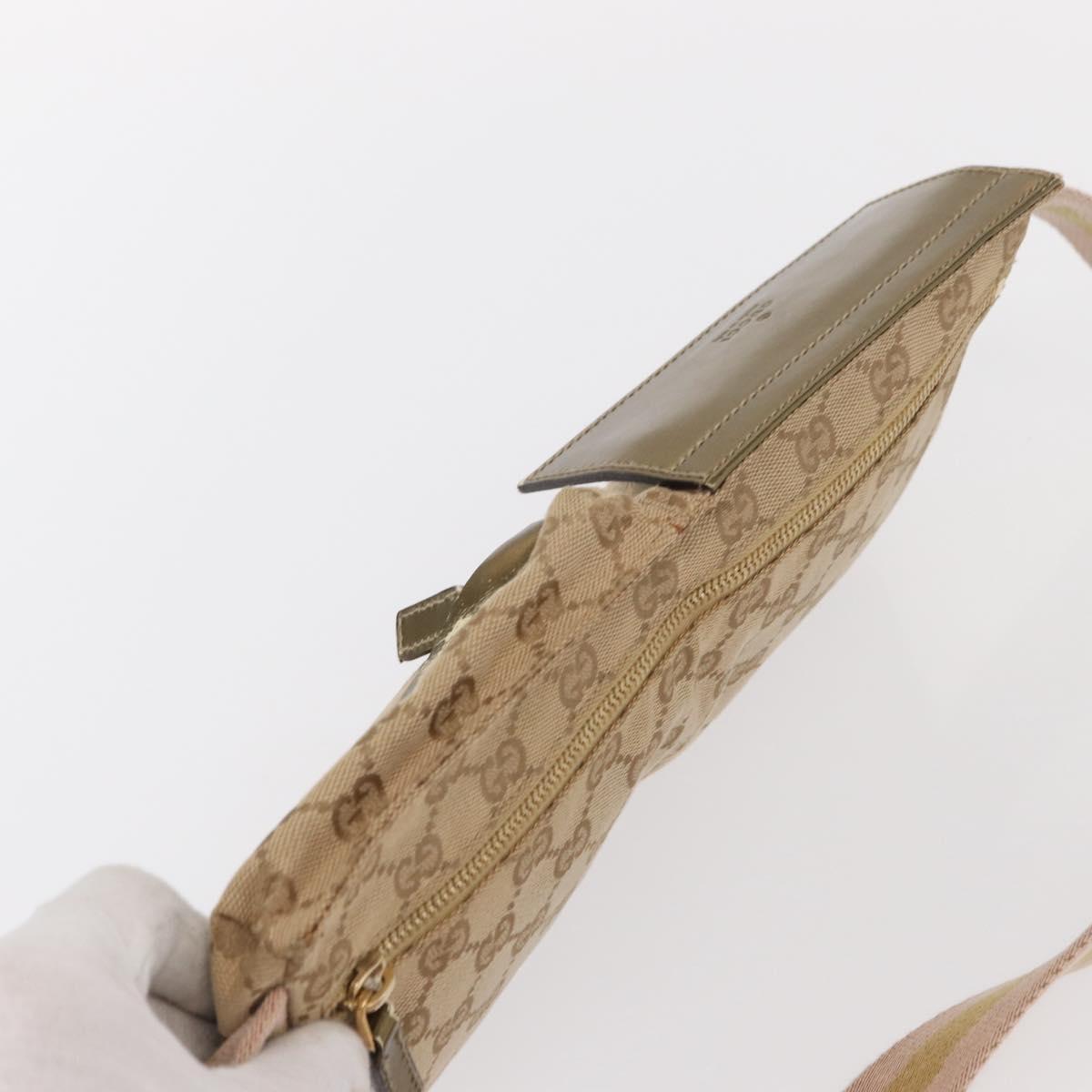 GUCCI GG Canvas Sherry Line Waist bag Beige Gold 28566 Auth 157154