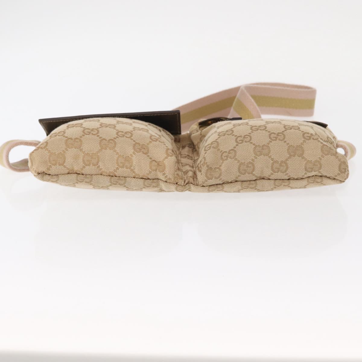 GUCCI GG Canvas Sherry Line Waist bag Beige Gold 28566 Auth 157154