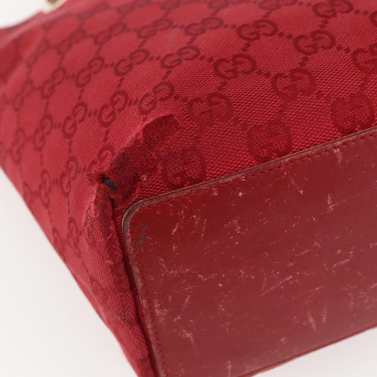 GUCCI GG Canvas Tote Bag Gold Red 002 1099 Auth 157156