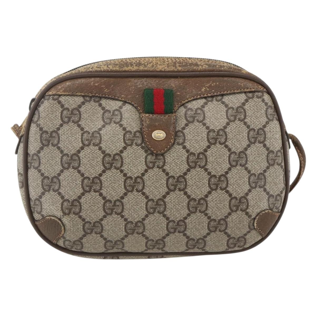 GUCCI GG Supreme Web Sherry Line Bag PVC Beige Red Green 89 02 066 Auth 157159
