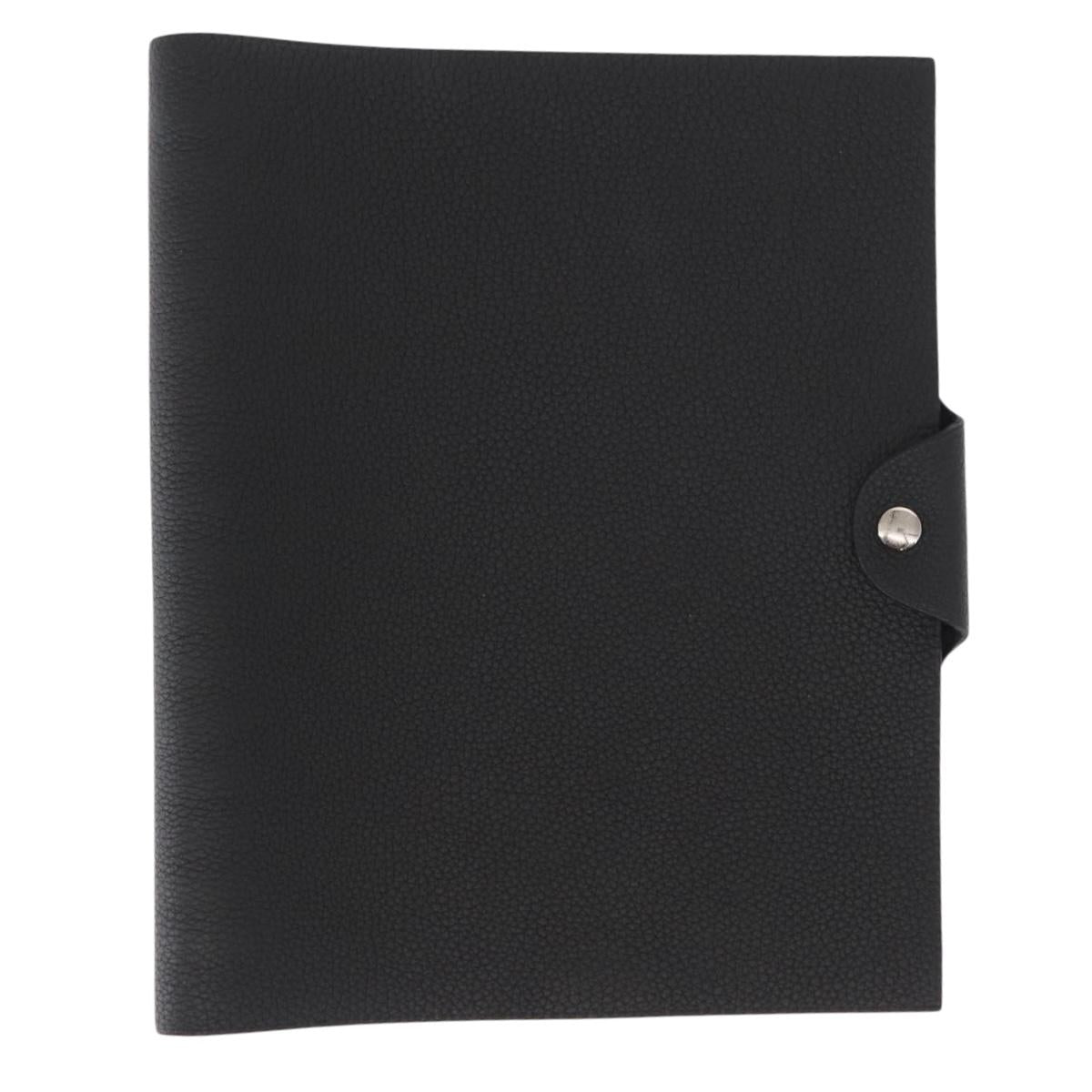 HERMES Yuris MM Note Cover Leather Black Auth 157160V