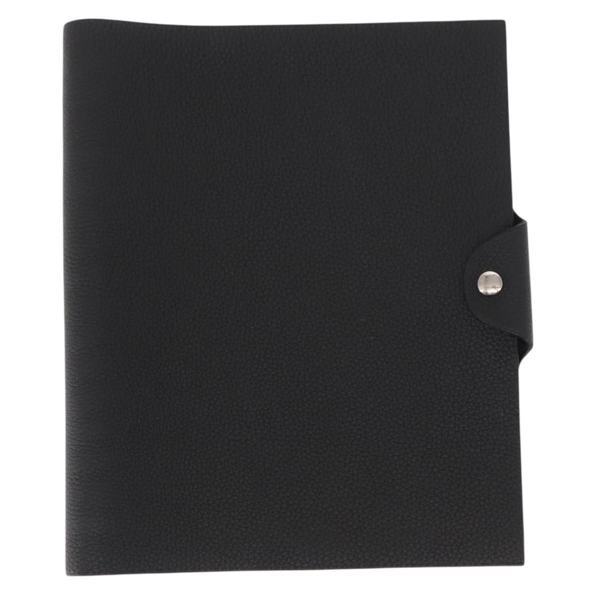 HERMES Yuris MM Note Cover Leather Black Auth 157160V