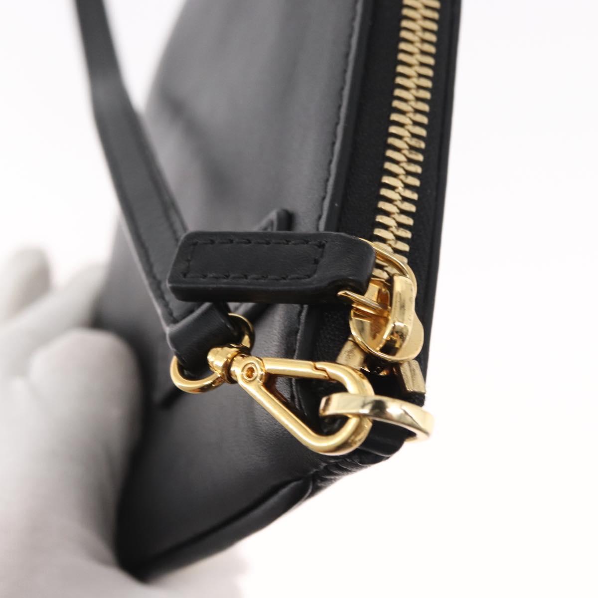 MCM Shoulder Bag Leather Black Gold Auth 157161V