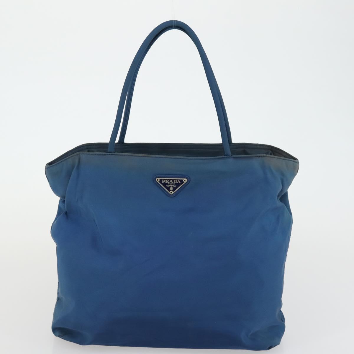 PRADA Tote Bag Nylon 2 Set Blue Beige Auth 157189