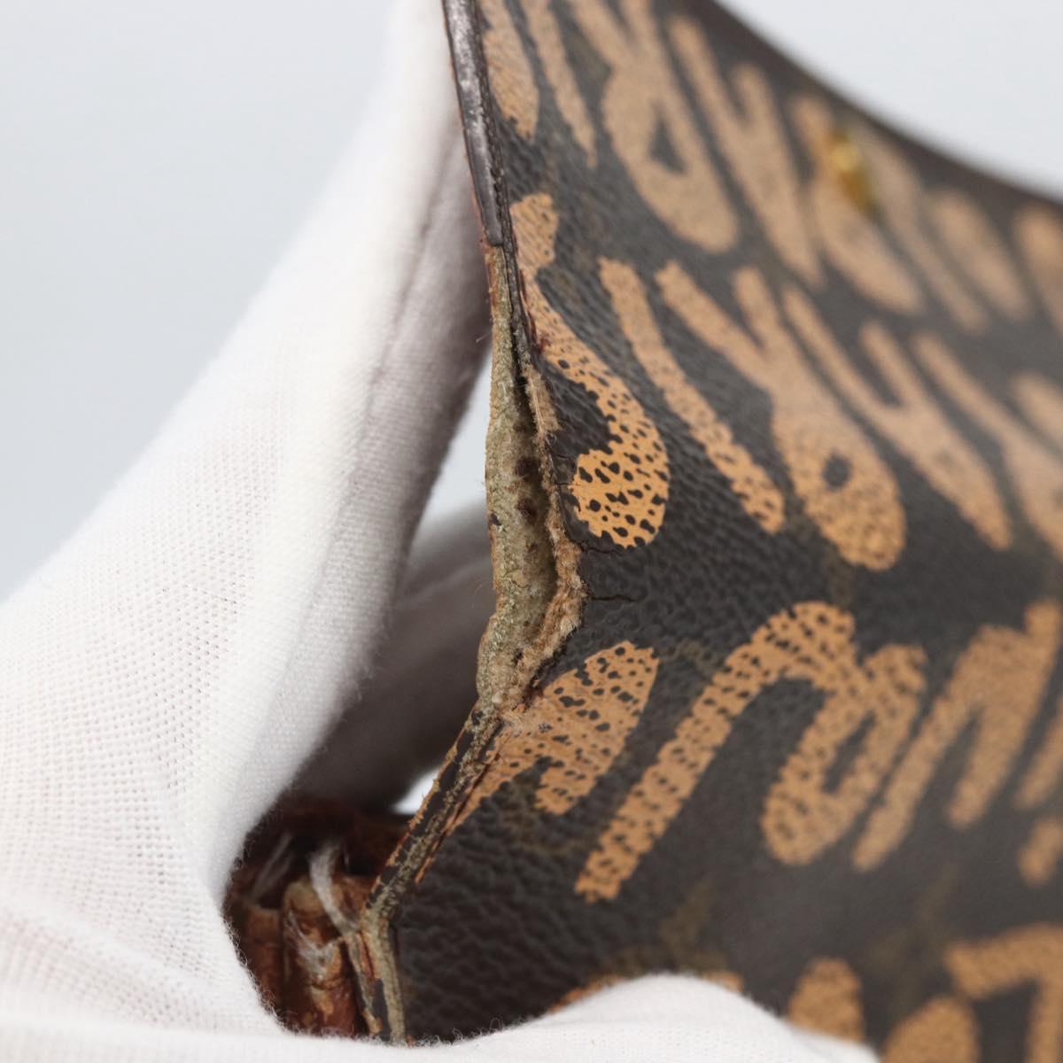 LOUIS VUITTON Graffiti Porte Monnaie Credit Wallet Orange M92190 LV Auth 157191